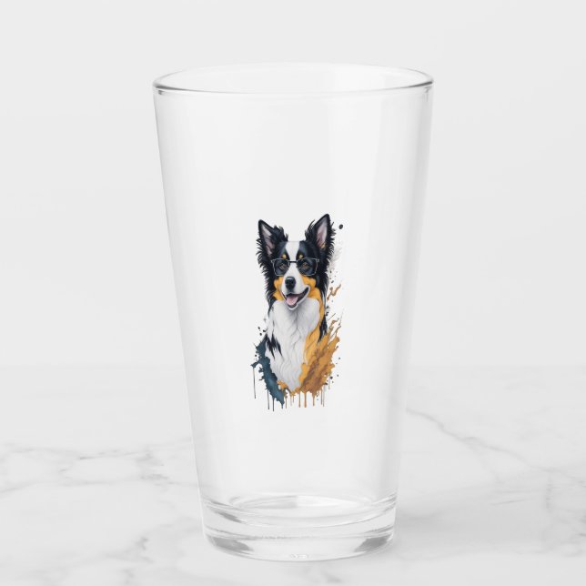 Niedlicher Hund Border Collie Glas (Vorderseite)