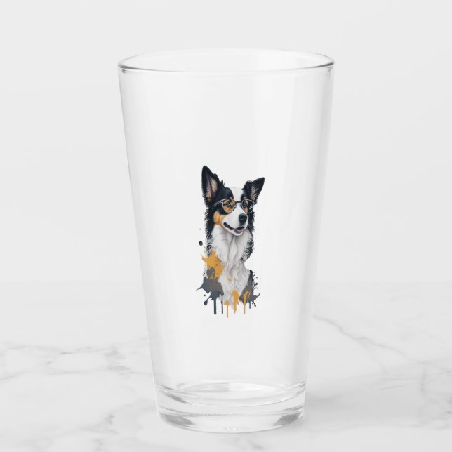 Niedlicher Hund Border Collie Glas (Vorderseite)