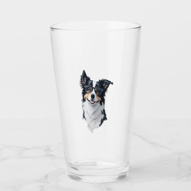 Niedlicher Hund Border Collie Glas (Vorderseite)