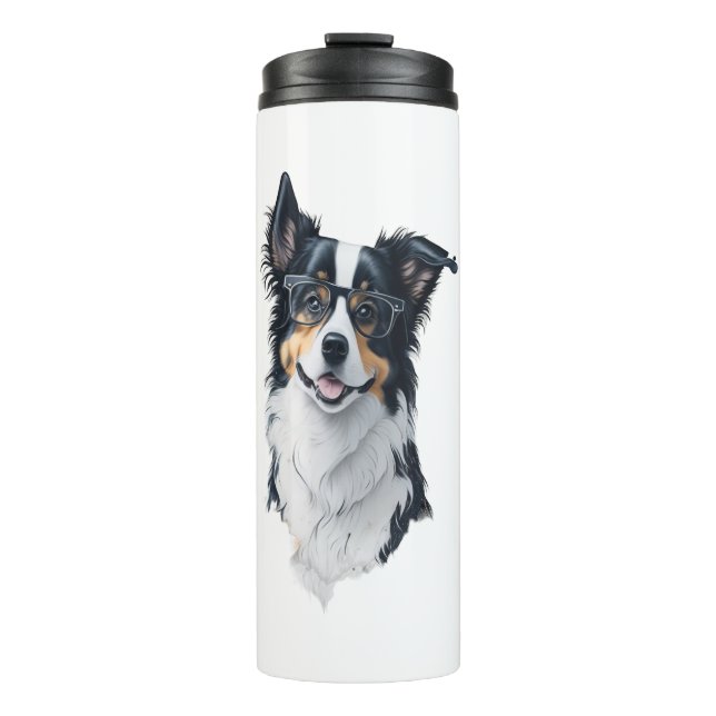 Niedlicher Hund Border Collie Thermosbecher (Vorderseite)