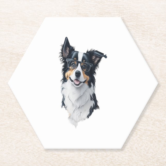 Niedlicher Hund Border Collie Untersetzer (Vorderseite)