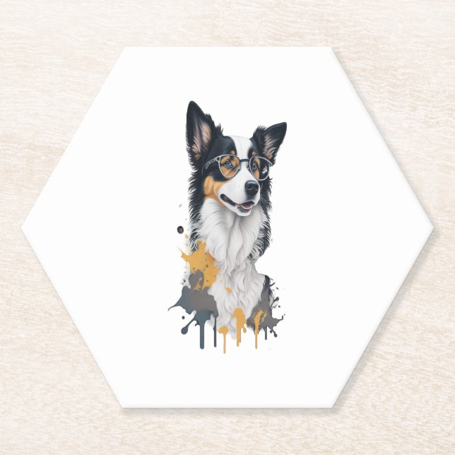 Niedlicher Hund Border Collie Untersetzer (Vorderseite)