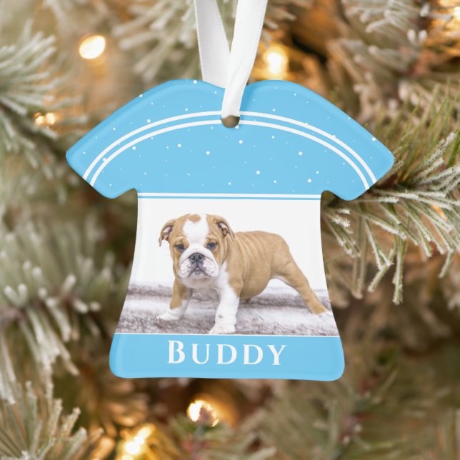 Niedlicher Hund Bulldog Welpe Foto Weihnachtskuche Ornament (Baum)