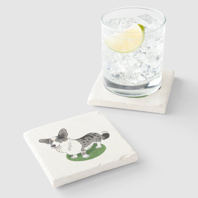 Niedlicher Hund, Corgi Cardigan. Steinuntersetzer (Seitenansicht)