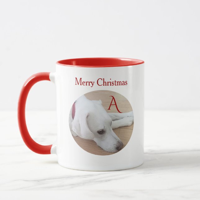 Niedlicher Hund Custom Single Erstmalige Weihnacht Tasse (Links)