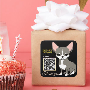 Niedlicher Hund danke Ihnen Tiercode Quadratischer Aufkleber