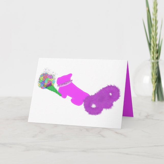 Niedlicher Hund danke Karte mit Blume (Vorderseite)