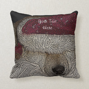 Niedlicher Hund, der bei Weihnachten schläft Kissen