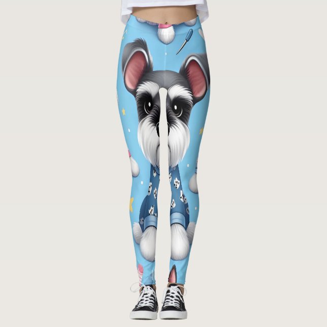 Niedlicher Hund des Schnauzer-Tiermusters Leggings (Vorderseite)