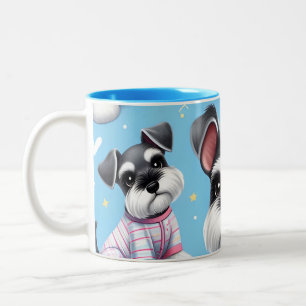 Niedlicher Hund des Schnauzer-Tiermusters Zweifarbige Tasse