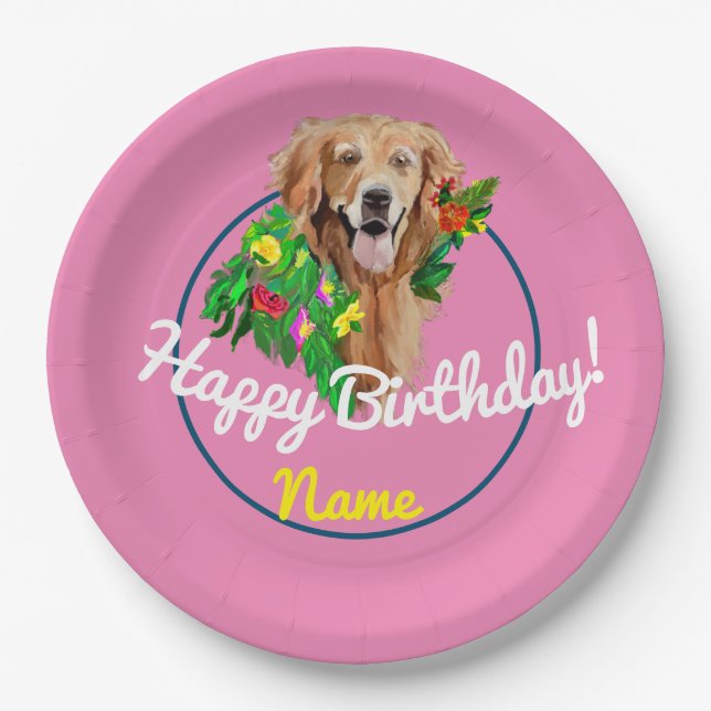 Niedlicher Hund Dreamy Golden Retriever Paper Tell Pappteller (Vorderseite)