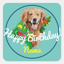 Niedlicher Hund Dreamy Golden Retriever Quadratischer Aufkleber