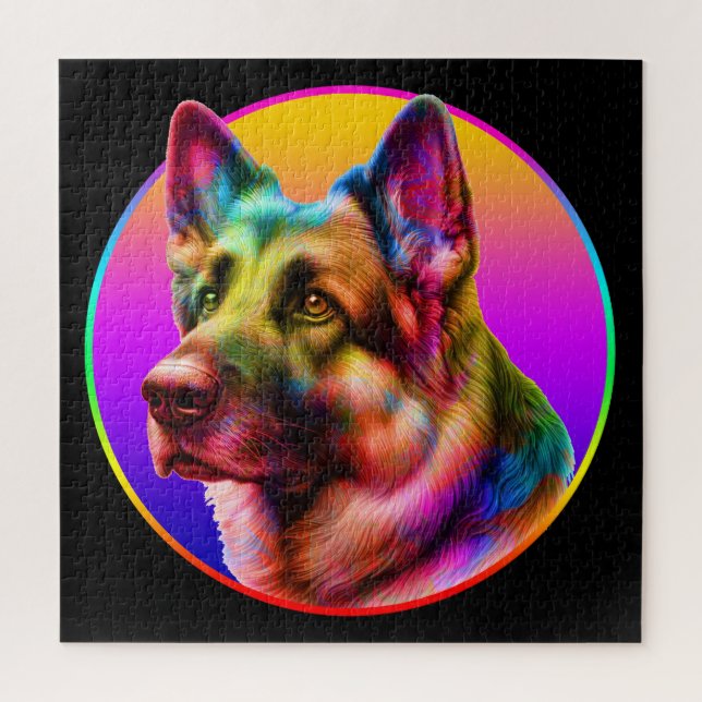 NIEDLICHER HUND FARBFARBENER RAINBOIN PUZZLE (Vertikal)