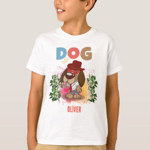NIEDLICHER HUND FARBFARBIGE PERSONALISIERTE KINDER T-Shirt