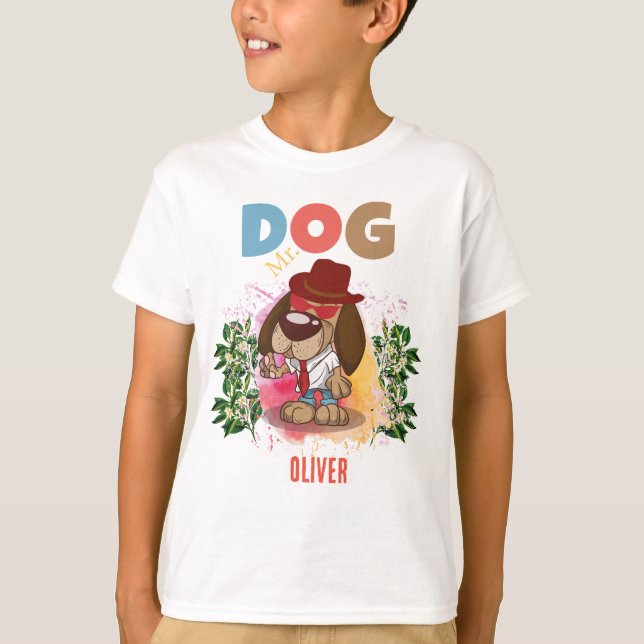 NIEDLICHER HUND FARBFARBIGE PERSONALISIERTE KINDER T-Shirt (Vorderseite)