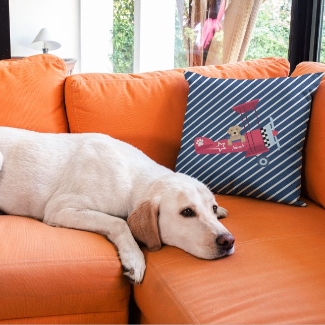 Niedlicher Hund fliegendes Flugzeug, Individuelle  Kissen (Von Creator hochgeladen)
