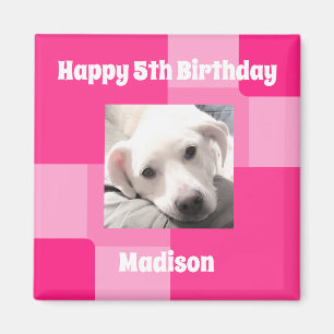Niedlicher Hund Foto 5. Geburtstag Rosa Magnet