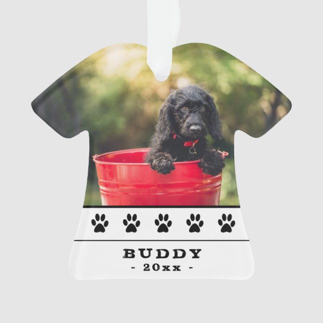 Niedlicher Hund Foto Black Paws Holiday Keepake Ornament (Vorderseite)