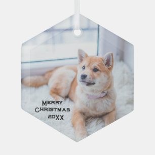 Niedlicher Hund Foto Glas Ornamente Weihnachtsfeie