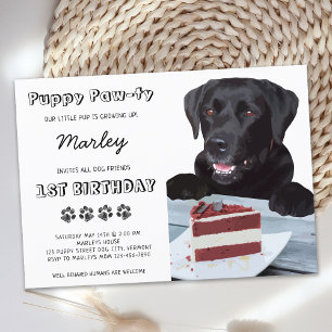 Niedlicher Hund Geburtstagsparty Black Lab Welpe Einladung