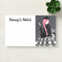 Niedlicher Hund & Girl im Café in Paris