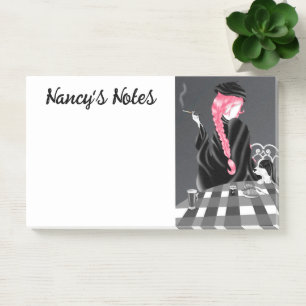 Niedlicher Hund & Girl im Café in Paris Post-it Klebezettel