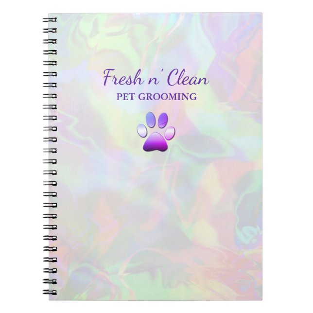 Niedlicher Hund Grooming Paw Print Holograph Notizblock (Vorderseite)