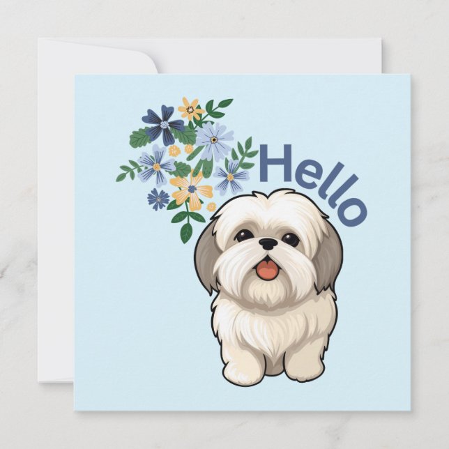 Niedlicher Hund Hallo Flat Card (Vorderseite)