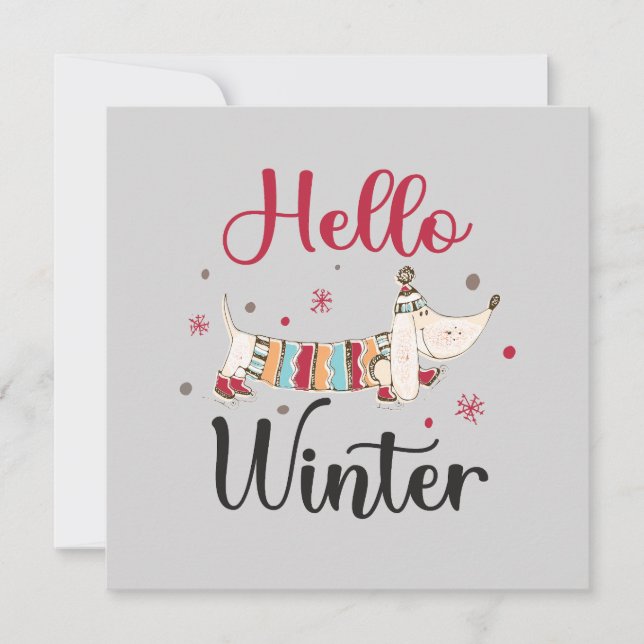 Niedlicher Hund Hallo Winter (Vorderseite)