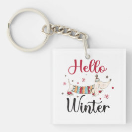 Niedlicher Hund Hallo Winter Schlüsselanhänger