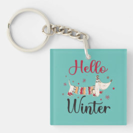 Niedlicher Hund Hallo Winter Schlüsselanhänger