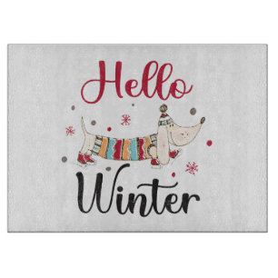 Niedlicher Hund Hallo Winter Schneidebrett