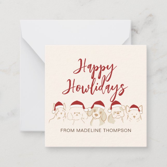 Niedlicher Hund Happy Howlidays Weihnachten Mitteilungskarte (Vorderseite)