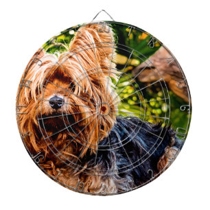 Niedlicher Hund Haustier Yorkie Peace Liebe Reisez Dartscheibe