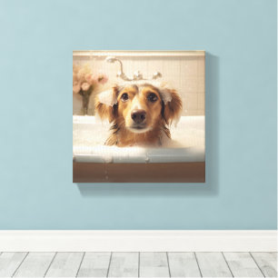 Niedlicher Hund in der Badewanne Perfekt für das B Leinwanddruck