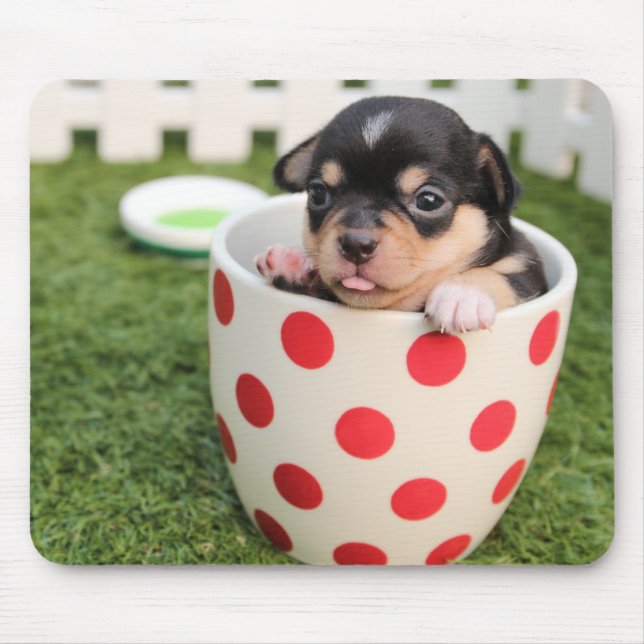 Niedlicher Hund in der Tasse für Kinder Mousepad (Vorne)