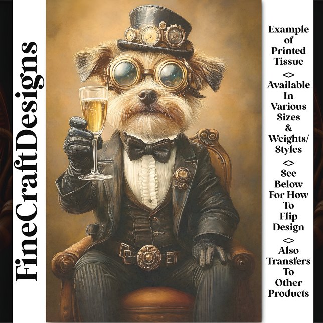 Niedlicher Hund "in einem Anzug Toasting Cheers AH Seidenpapier (Von Creator hochgeladen)
