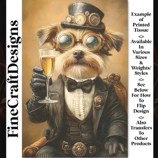 Niedlicher Hund "in einem Anzug Toasting Cheers AH Seidenpapier