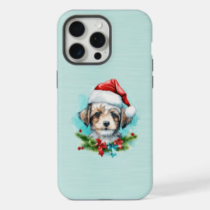 Niedlicher Hund in einer Weihnachtsmannmütze iPhone 15 Pro Max Hülle