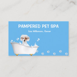 Niedlicher Hund in Tub Pet Groomer Visitenkarte