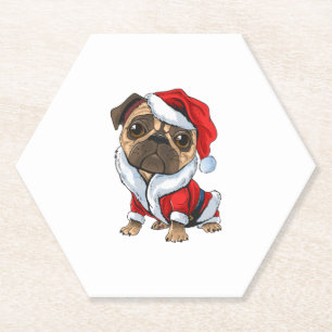 Niedlicher Hund in Weihnachtshut 1 Untersetzer