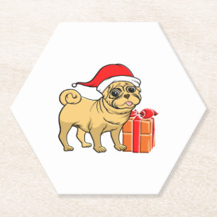 Niedlicher Hund in Weihnachtsmannmütze 2 Untersetzer