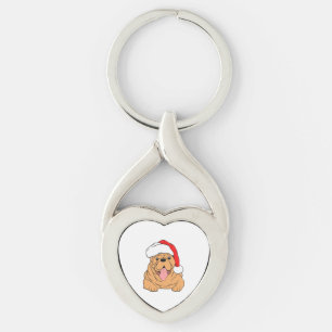 Niedlicher Hund in Weihnachtsmannmütze 3 Schlüsselanhänger