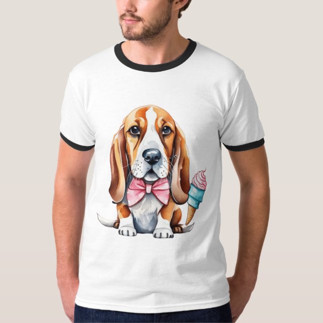 Niedlicher Hund isst Eis T-Shirt (Vorderseite)
