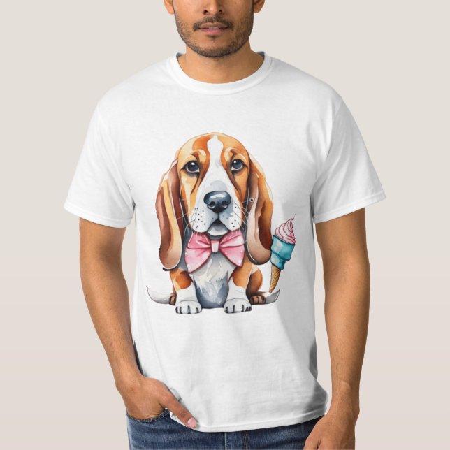 Niedlicher Hund isst Eis T-Shirt (Vorderseite)