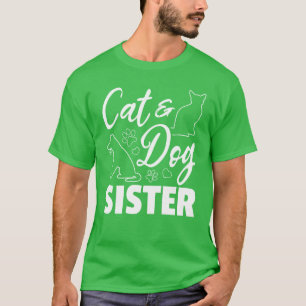 Niedlicher Hund Katze Schwester Hund Schwester Hun T-Shirt