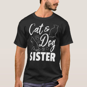 Niedlicher Hund Katze Schwester Hund Schwester Kat T-Shirt