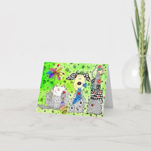 Niedlicher Hund, Katze und Maus Weihnachtskarte Feiertagskarte