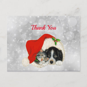 Niedlicher Hund Katze Weihnachten Weihnachten Viel Postkarte