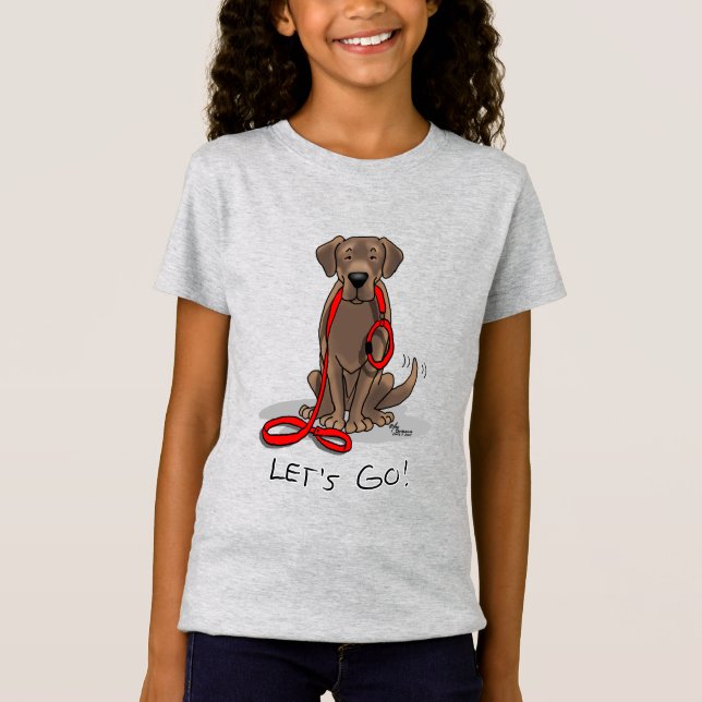 Niedlicher Hund - Lass uns gehen! Schokolade Labra T-Shirt (Vorderseite)